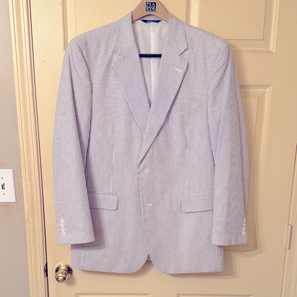 Jos. A. Bank Light Blue and White Pinstripe Blazer